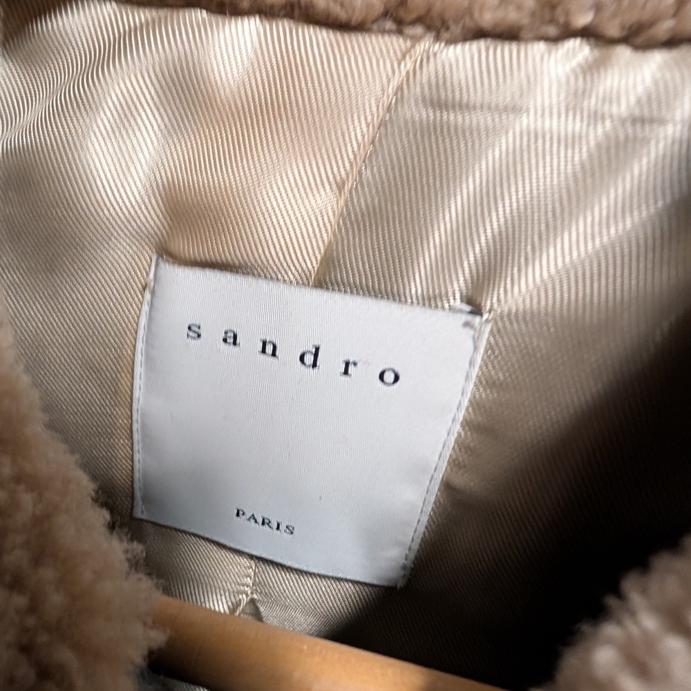 Sandro Two-Tone Wool and Leather Jacket - Picture 2 of 9